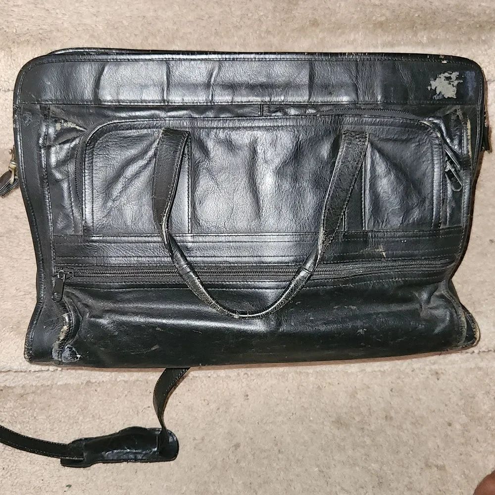 Vintage Black Leather Briefcase Bag - Picture 4 of 8